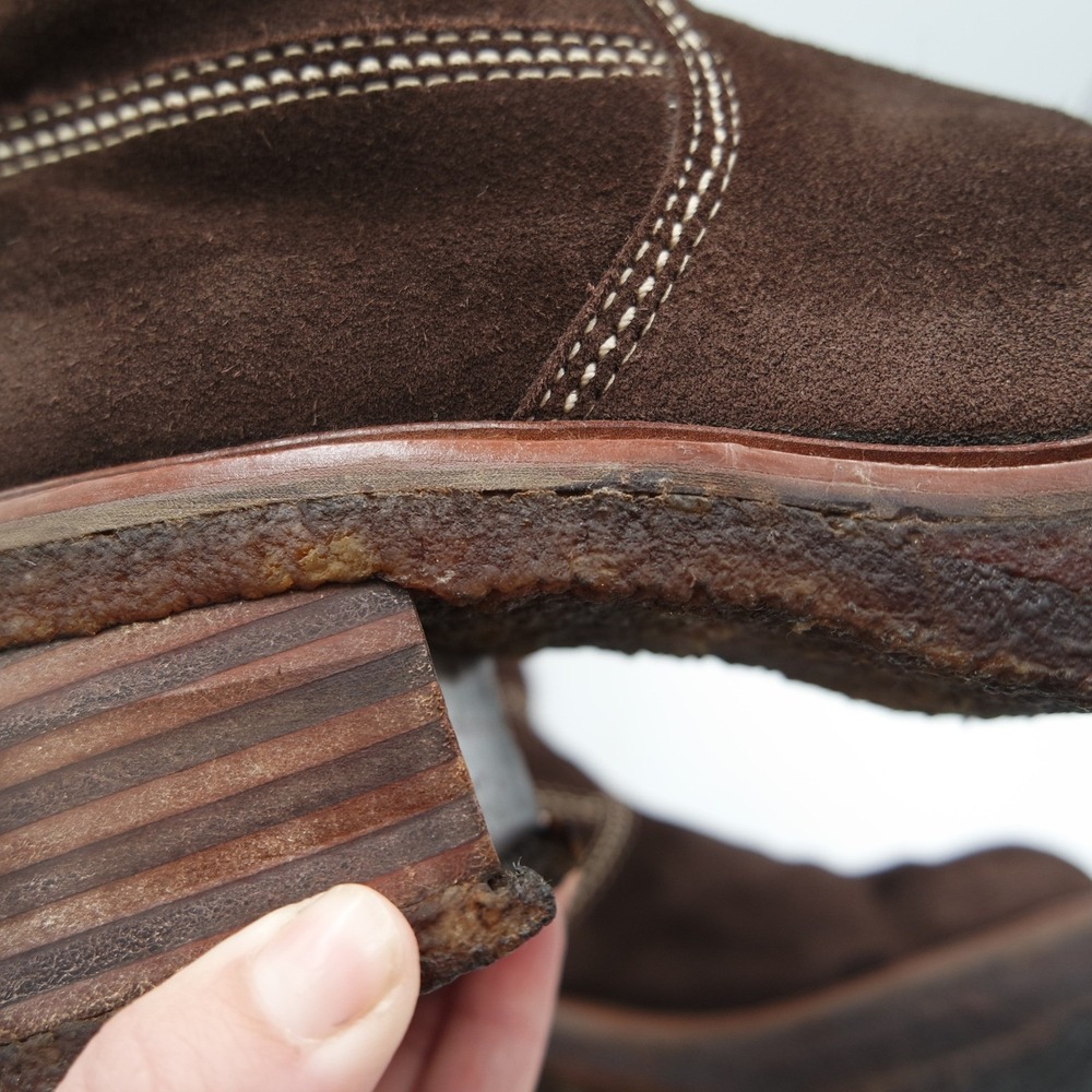 Vintage 2001 Frye Rebel Zip Platform Y2K Womens Dark Brown Suede Tall Boots 7M - Picture 13 of 16
